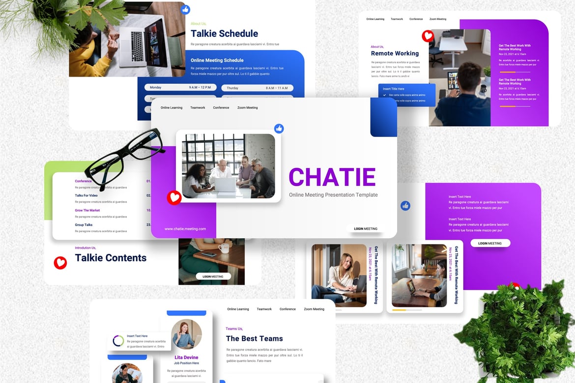 Chatie - Template Powerpoint untuk Rapat Online yang Menarik