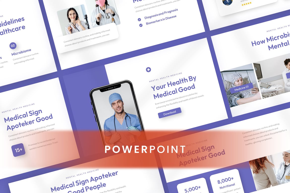 Template PowerPoint Kesehatan Check Health yang Modern dan Profesional