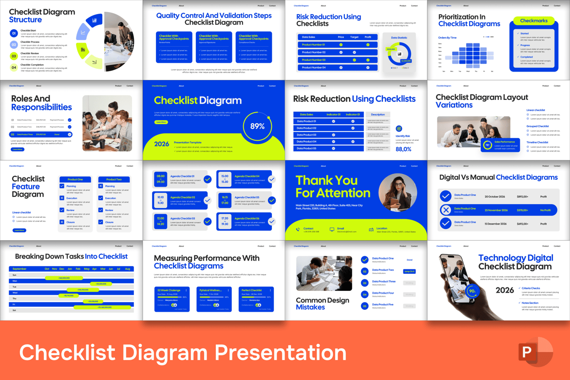 Template PowerPoint Diagram Checklist yang Menarik