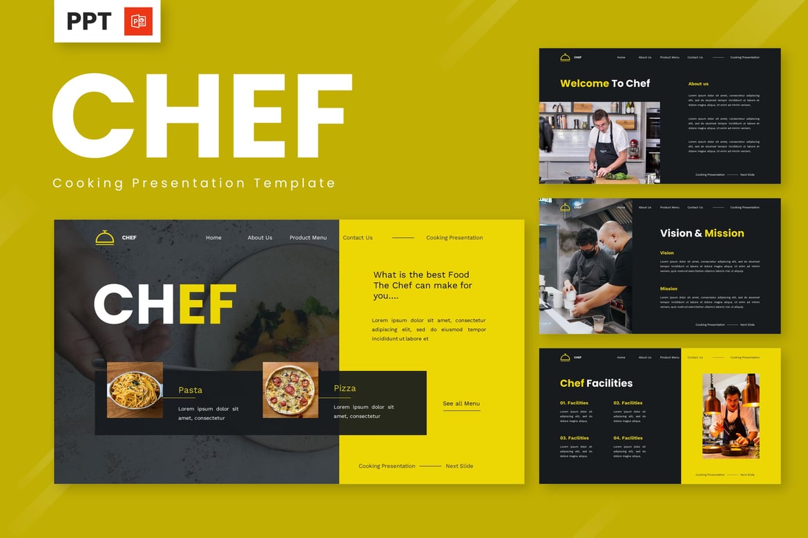 Template Presentasi PowerPoint Chef untuk Kegiatan Memasak