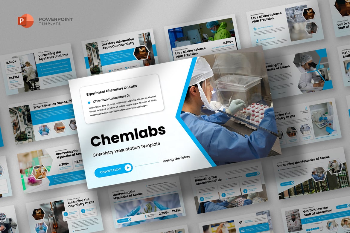 Template Powerpoint Laboratorium Kimia yang Menarik dan Profesional