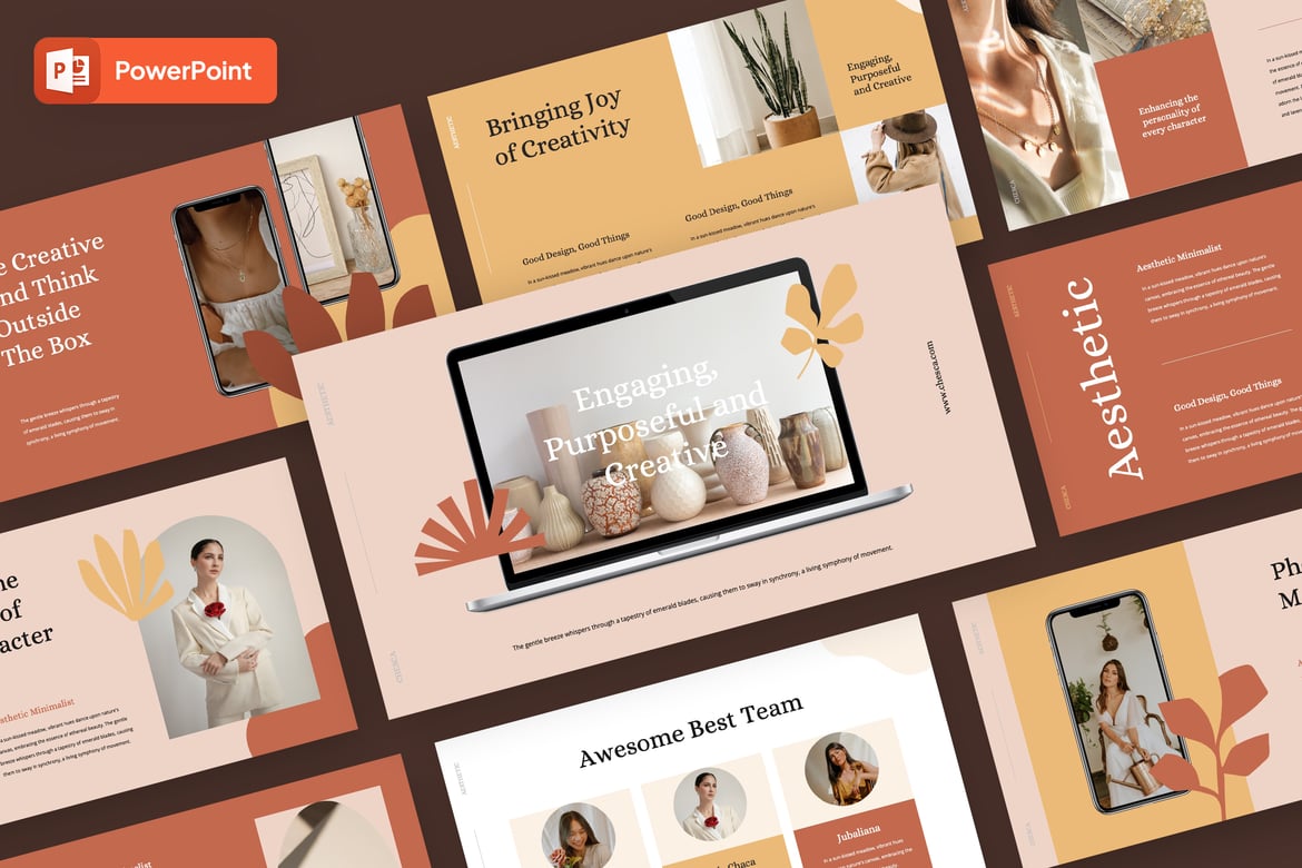 Template PowerPoint Aestetik Chesca untuk Presentasi Profesional