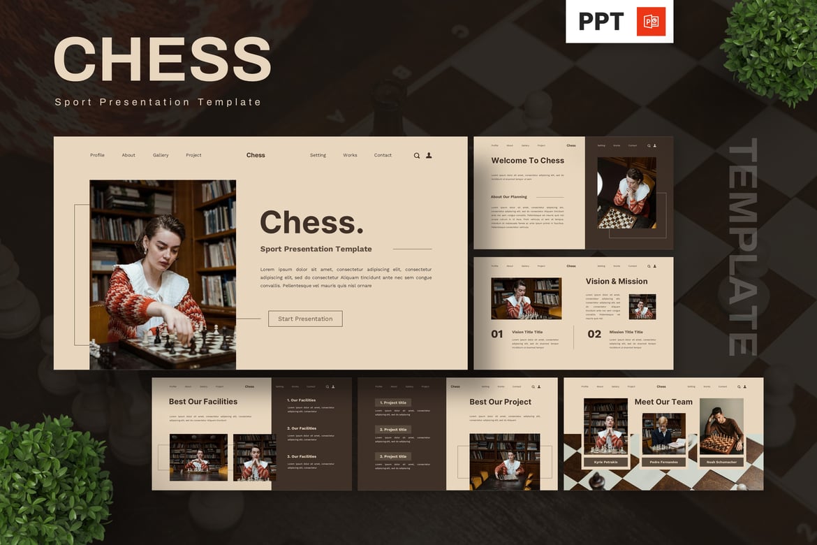 Template Presentasi Powerpoint Catur yang Menarik dan Profesional