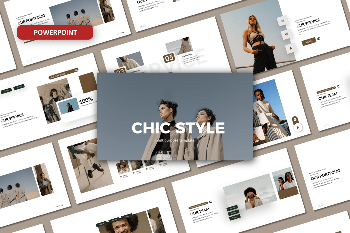 Template Presentasi Powerpoint Bergaya Chic