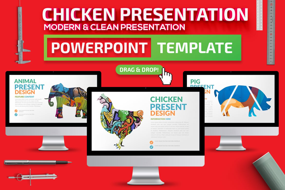 Template Presentasi PowerPoint Ayam yang Menarik dan Interaktif
