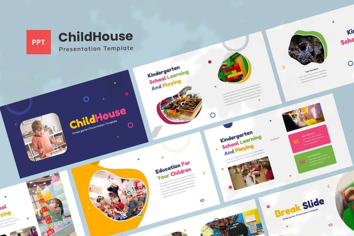 Template Presentasi PowerPoint Anak - ChildHouse untuk TK