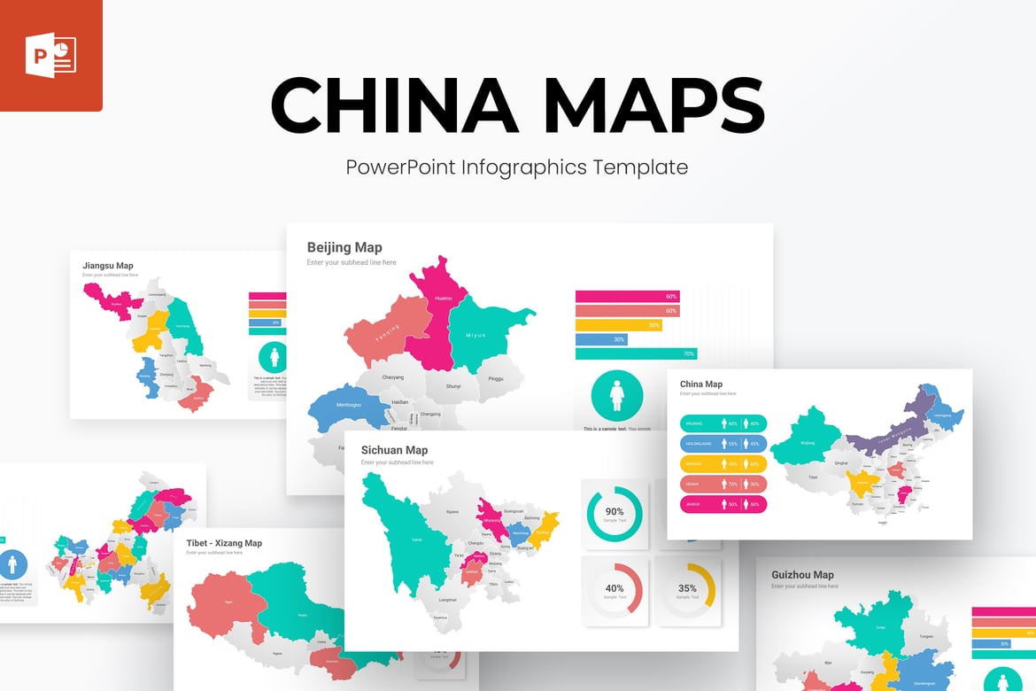 Template PowerPoint Peta China yang Menarik dan Lengkap