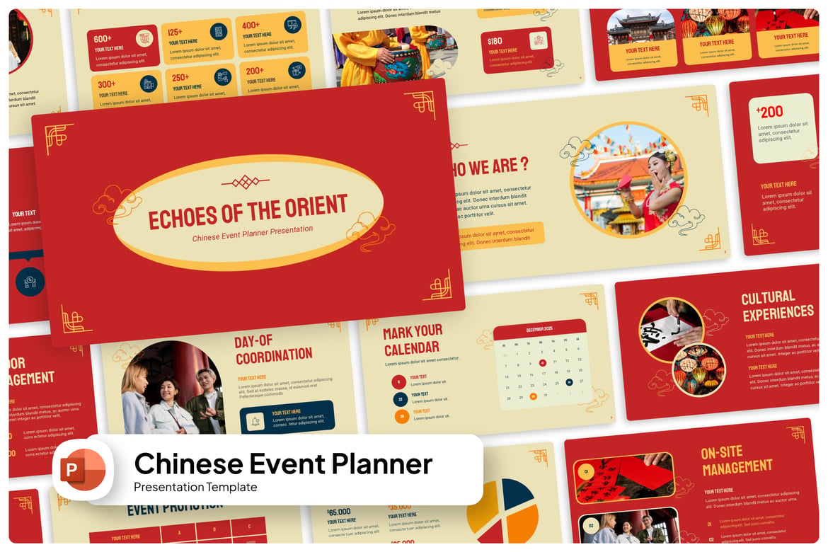 Template PowerPoint Perencana Acara Bergaya Cina