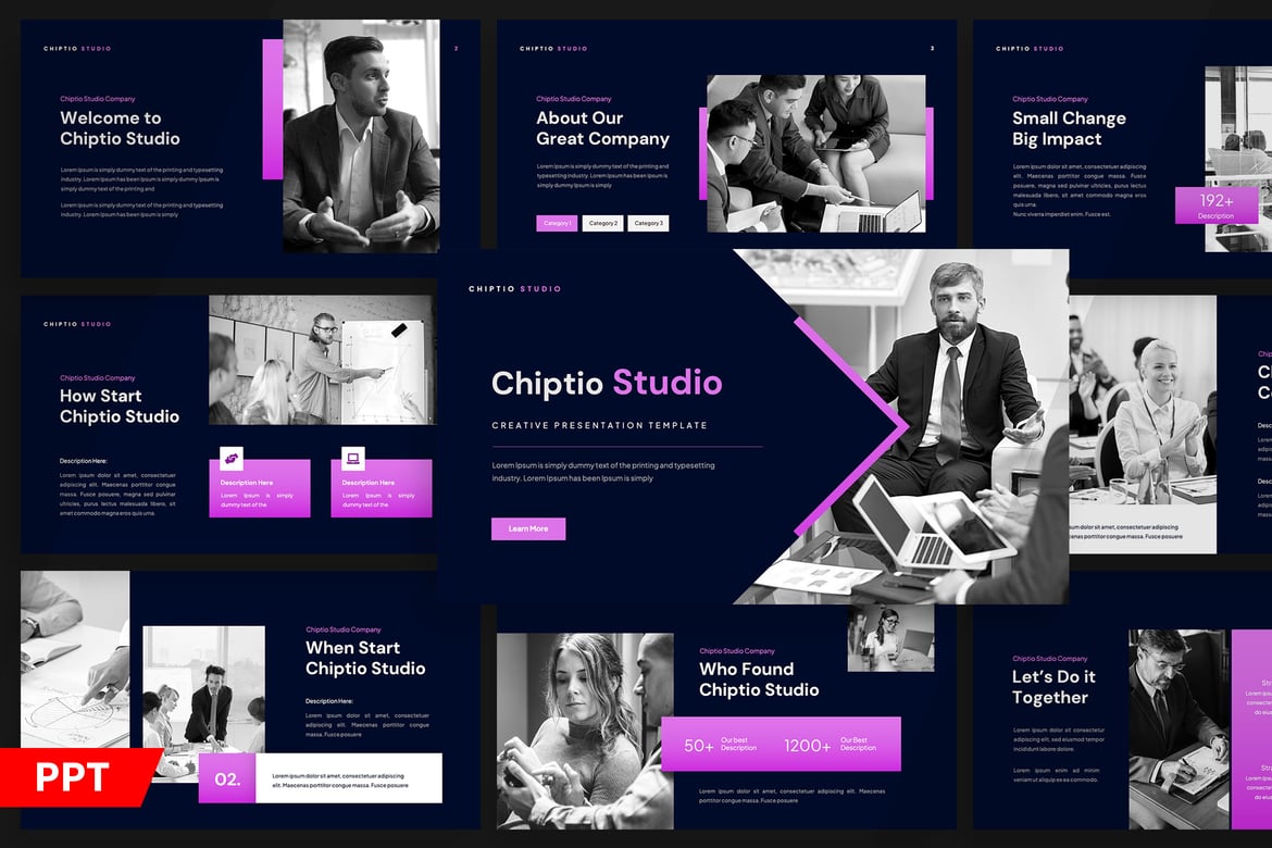Template Powerpoint Kreatif Chiptio yang Elegan dan Multifungsi