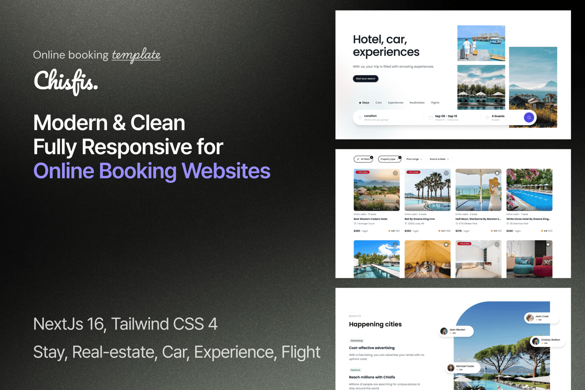 Chisfis - Template Website Booking Perjalanan Modern dengan NextJs