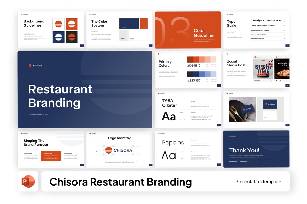 Template PowerPoint Branding Restoran Chisora yang Menarik
