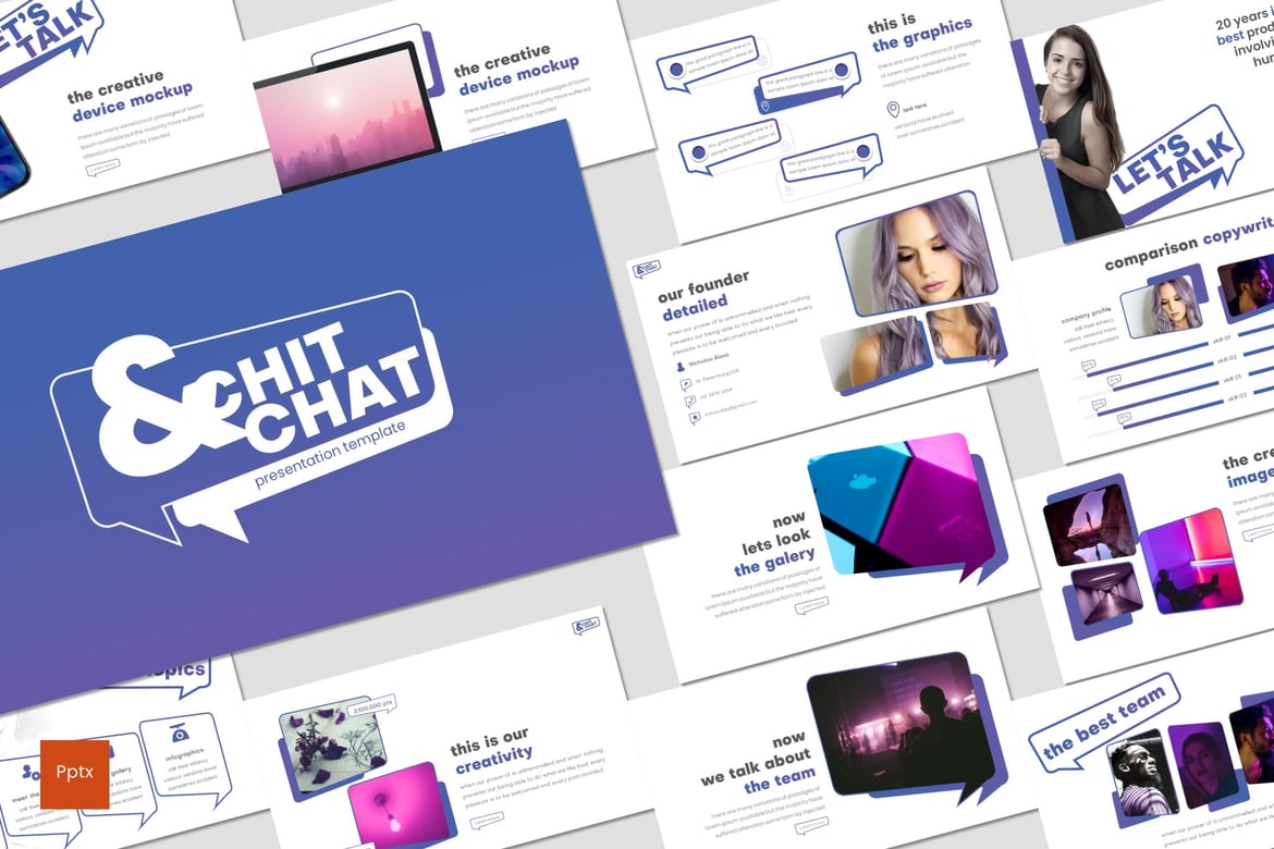 Template PowerPoint Chit & Chat - Presentasi Kreatif dan Minimalis