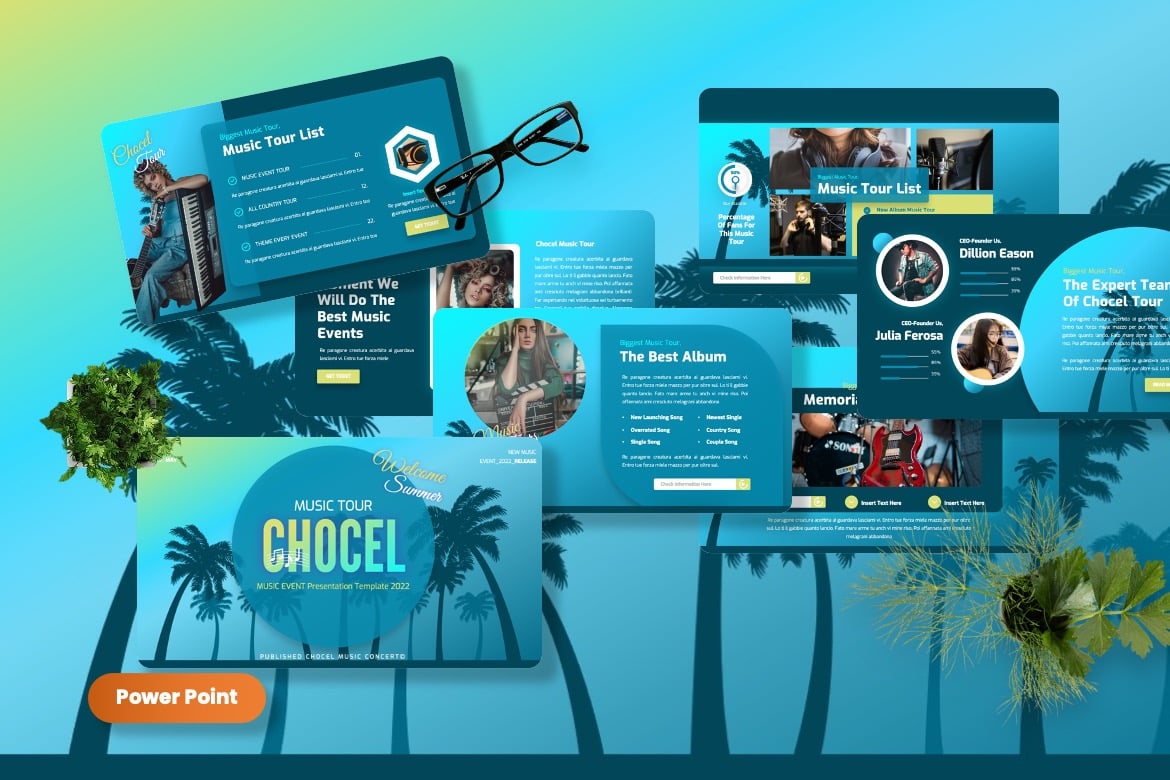 Template Powerpoint Chocel untuk Acara Musik yang Menarik