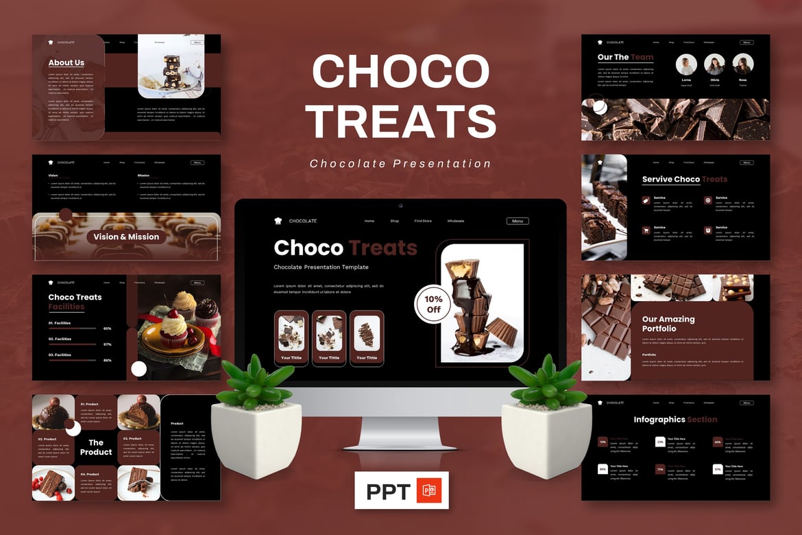 Template Presentasi Cokelat - Choco Treats yang Menggoda