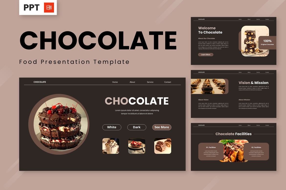 Template Powerpoint Cokelat - Kreasi Presentasi Makanan yang Menggoda