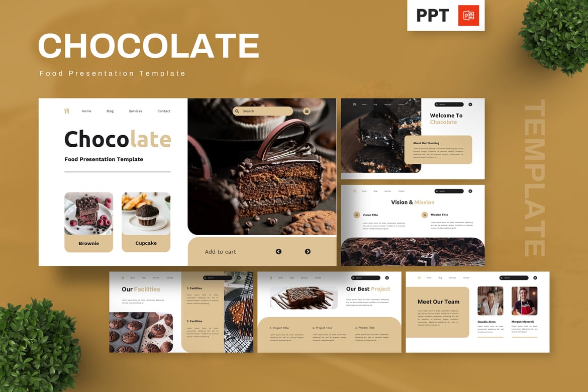 Template Presentasi PowerPoint Bertema Cokelat yang Menggugah Selera