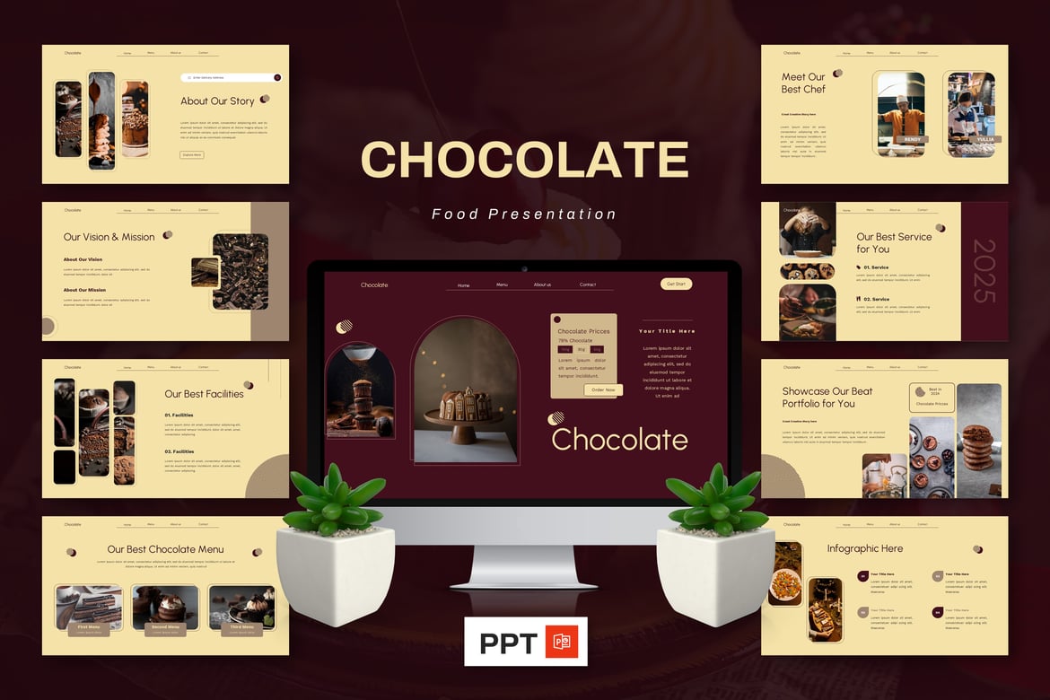 Template Presentasi PowerPoint Cokelat yang Menggugah Selera