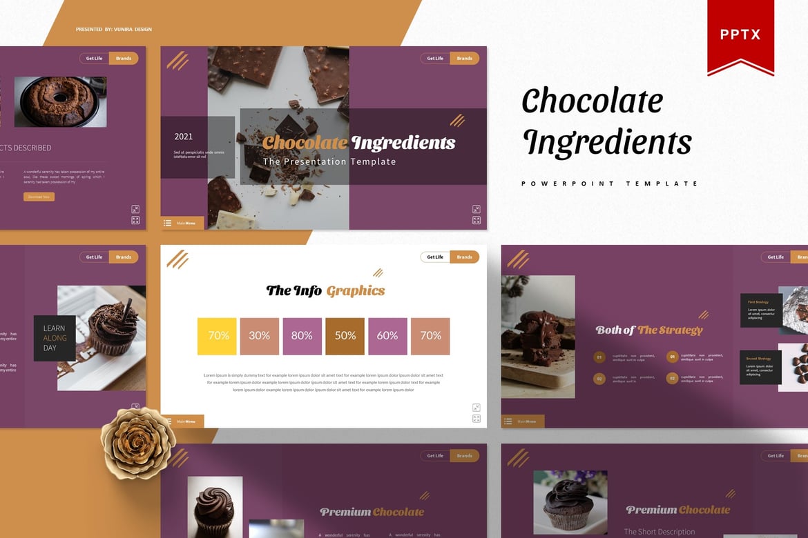 Template Presentasi PowerPoint Bahan Cokelat yang Menarik