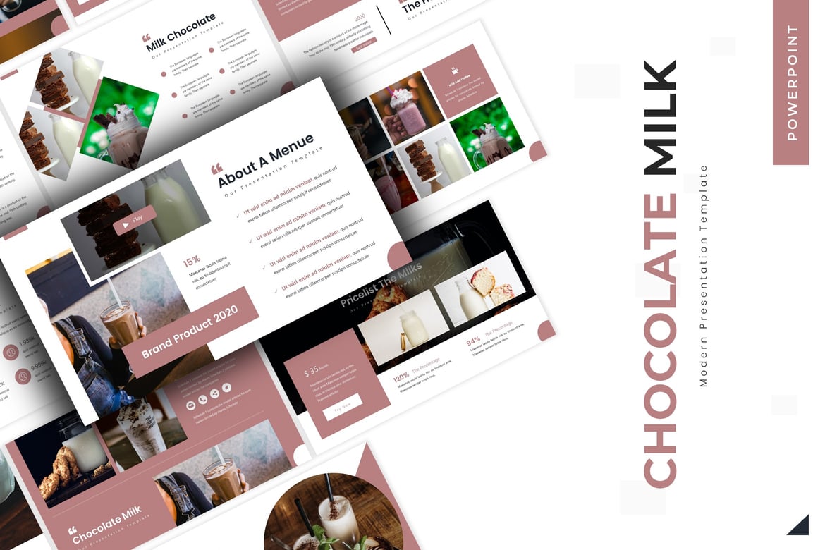 Template Presentasi PowerPoint Chocolate Milk yang Menarik