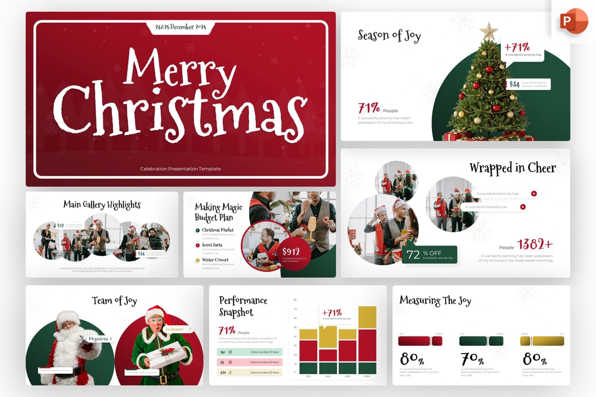 Template PowerPoint Acara Natal yang Ceria dan Profesional