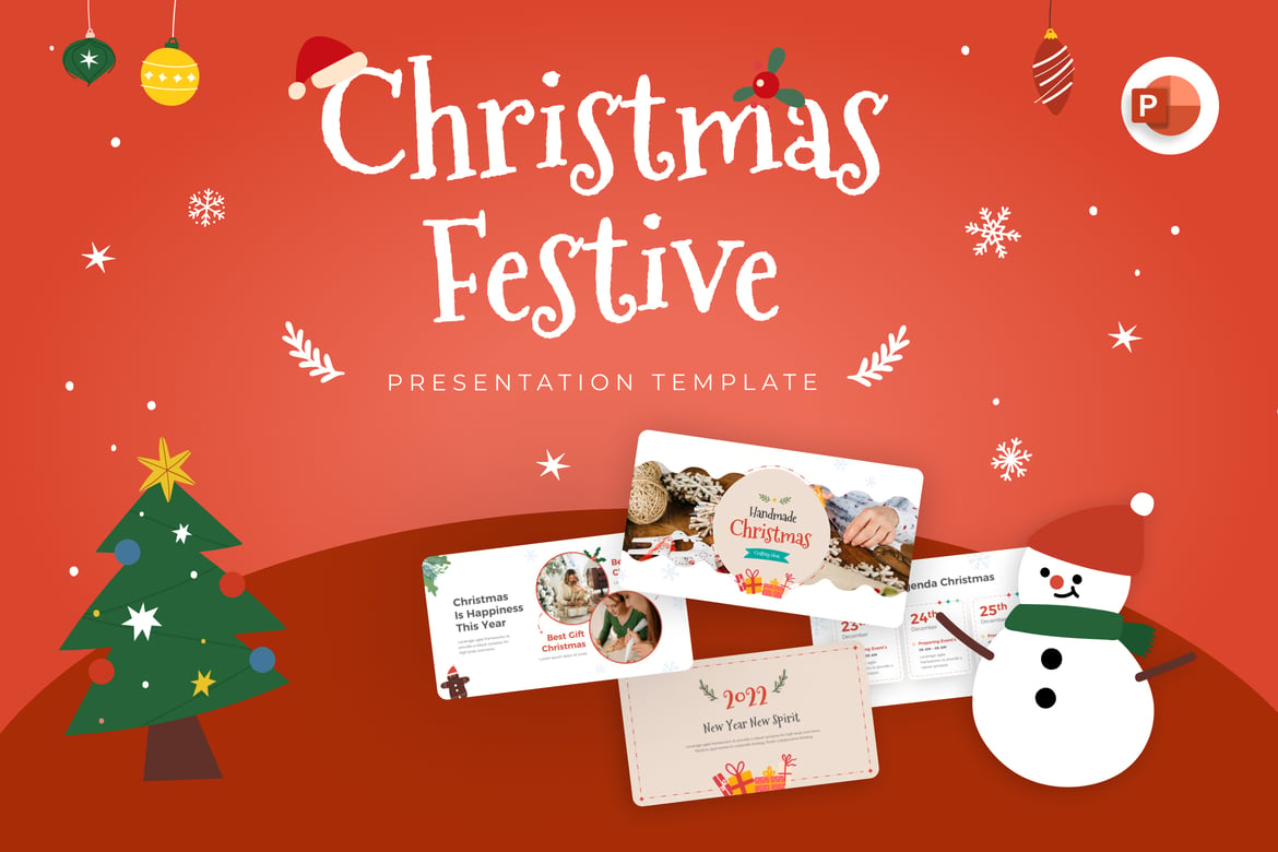 Template PowerPoint Kreatif untuk Perayaan Natal yang Menarik