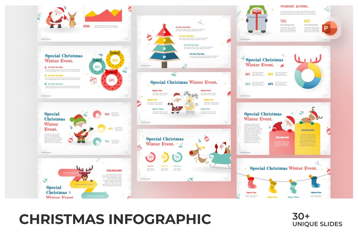 Template PowerPoint Infografis Natal yang Menarik
