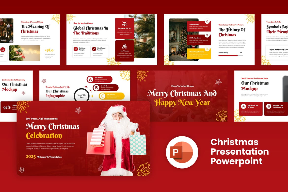 Template Presentasi PowerPoint Natal yang Kreatif
