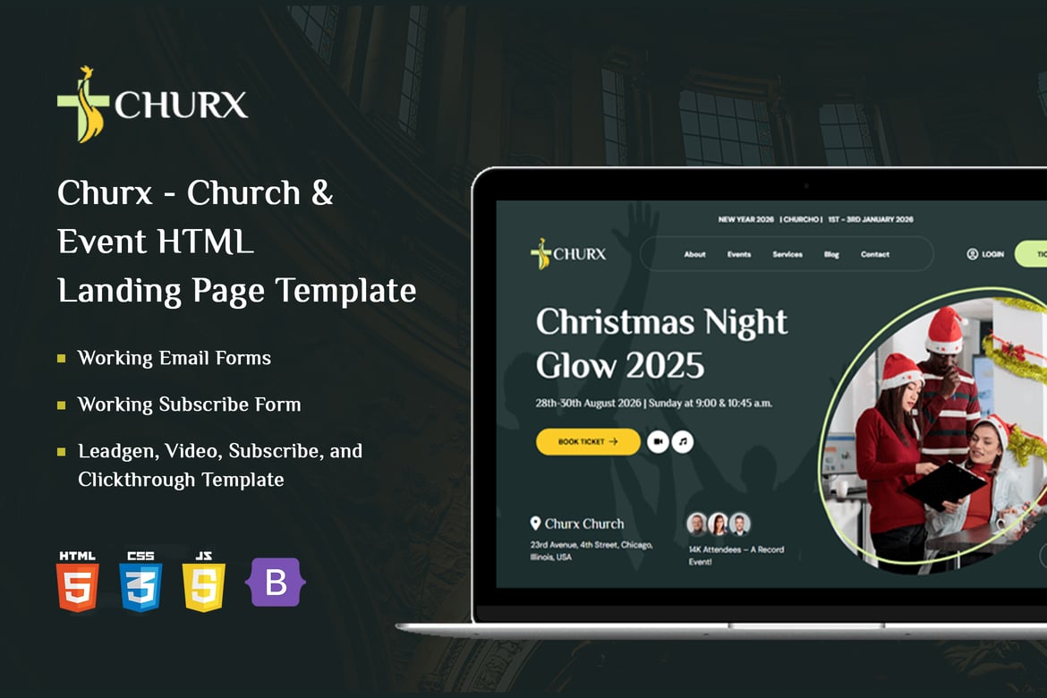 Churx - Template Website Landing Page untuk Gereja & Acara