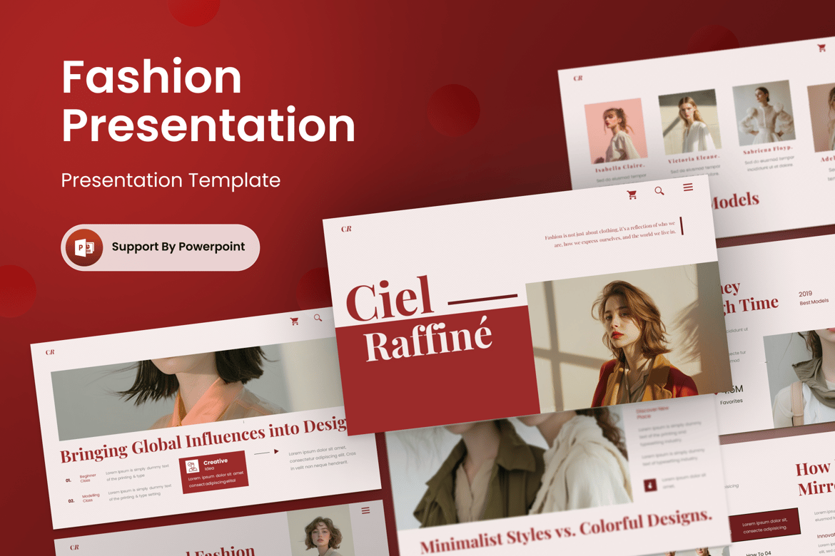 Template Presentasi Fashion Ciel Raffiné yang Elegan dan Profesional