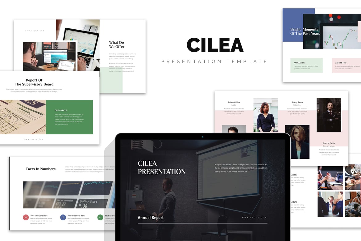 Template PowerPoint Laporan Tahunan Cilea yang Menarik