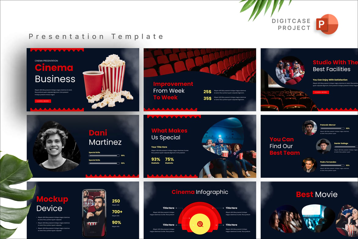 Template PowerPoint Bisnis Sinema yang Menarik