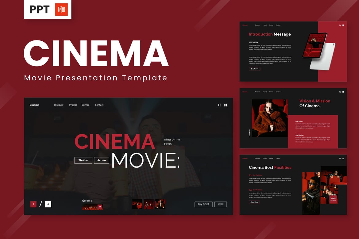 Template Presentasi Sinema - Powerpoint yang Mengagumkan