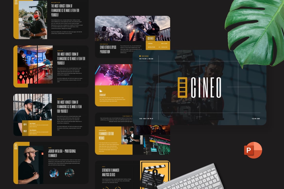 CINEO - Template Powerpoint Sinematik untuk Pembuat Film dan Studio Film