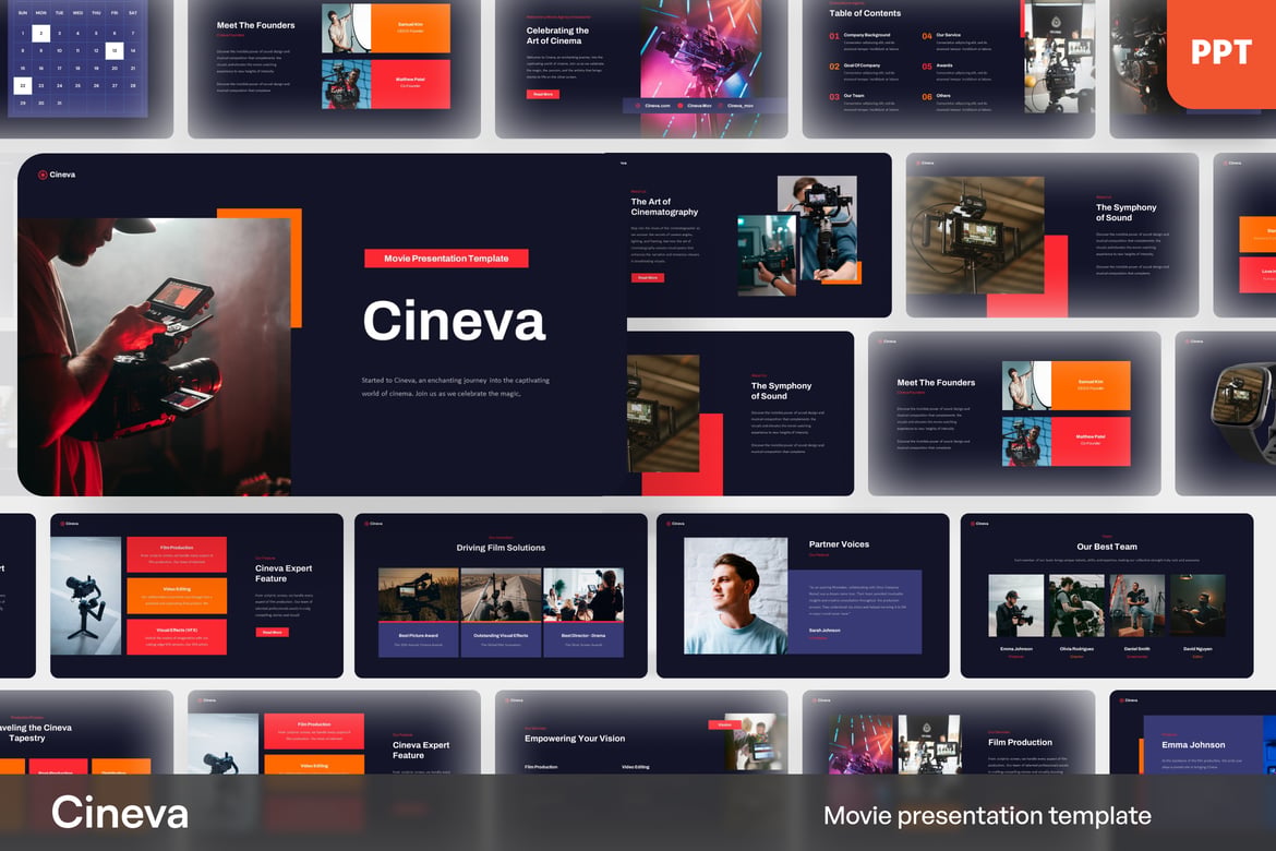 Cineva - Template PowerPoint Sinematik untuk Presentasi Film