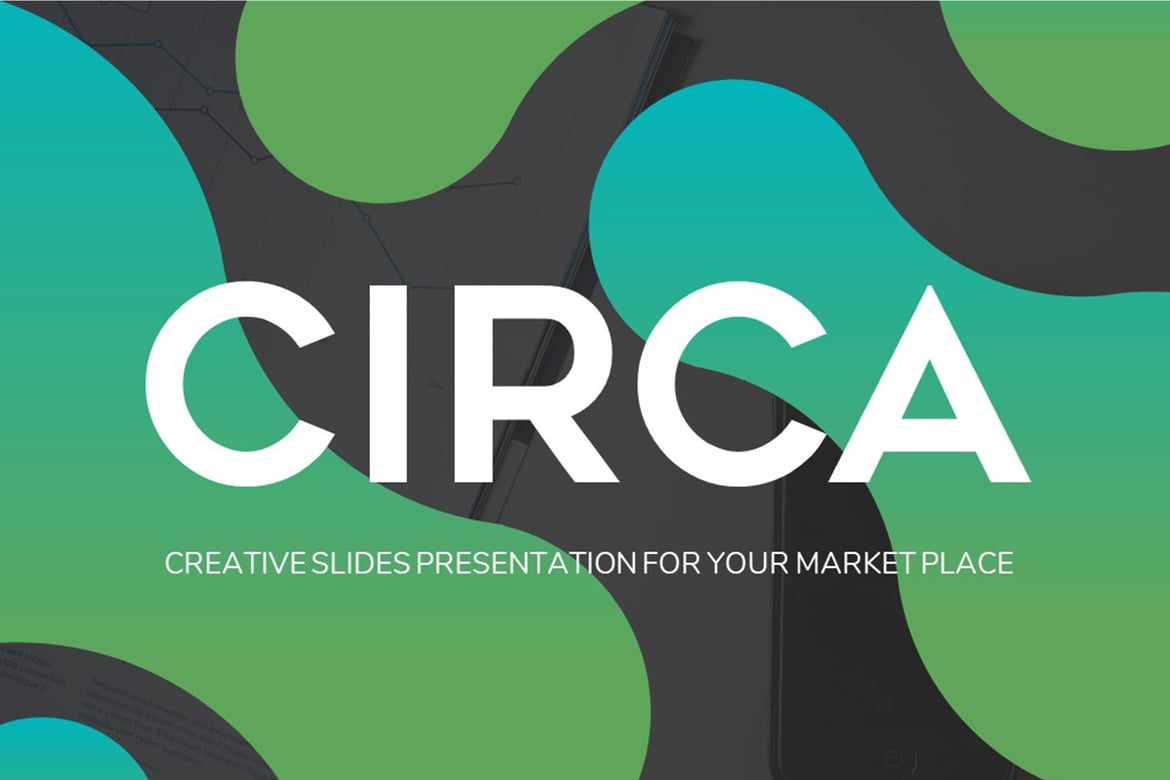 Template Presentasi PowerPoint Circa: Desain Lingkaran Abstrak yang Menarik