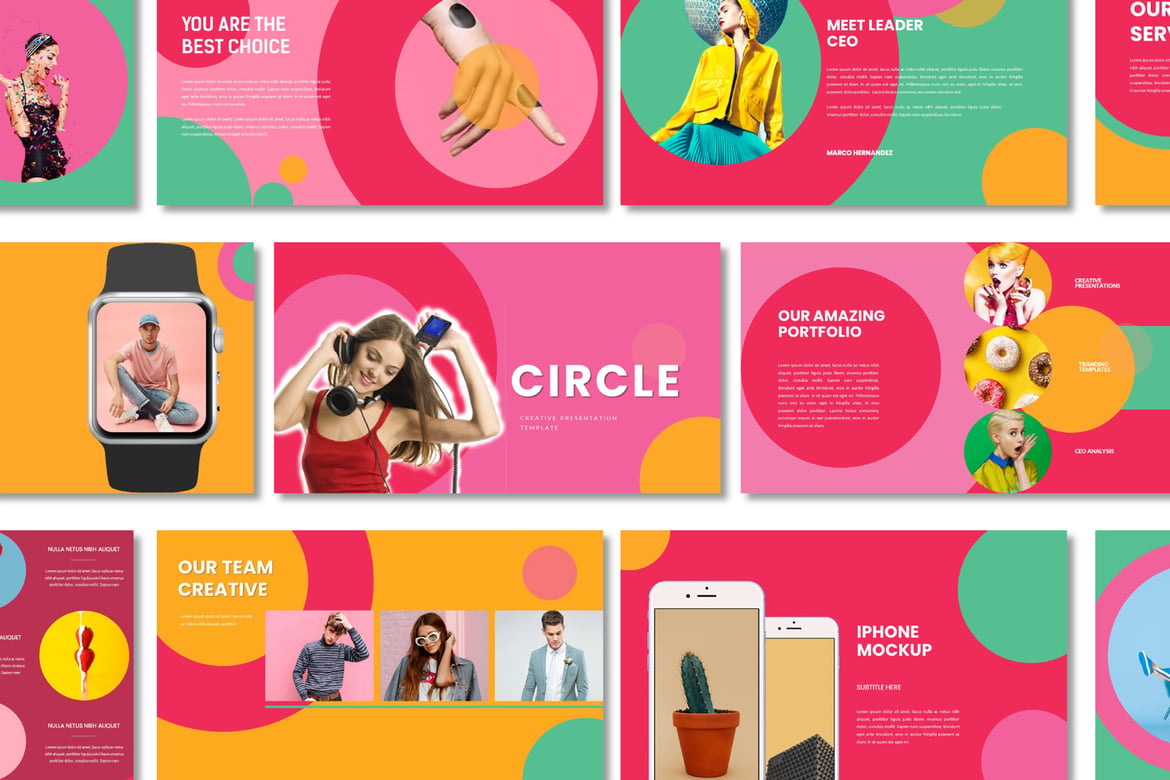 Template Presentasi PowerPoint Circle Kreatif yang Elegan