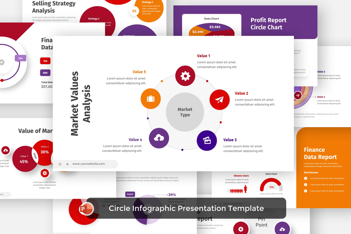 Template Presentasi Diagram Lingkaran yang Menarik dan Profesional