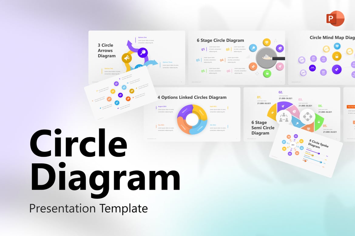 Template PowerPoint Diagram Lingkaran Modern dan Elegan
