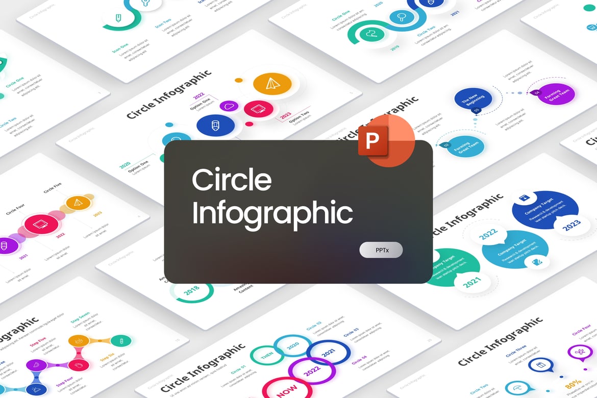 Template PowerPoint Infografis Lingkaran yang Menarik
