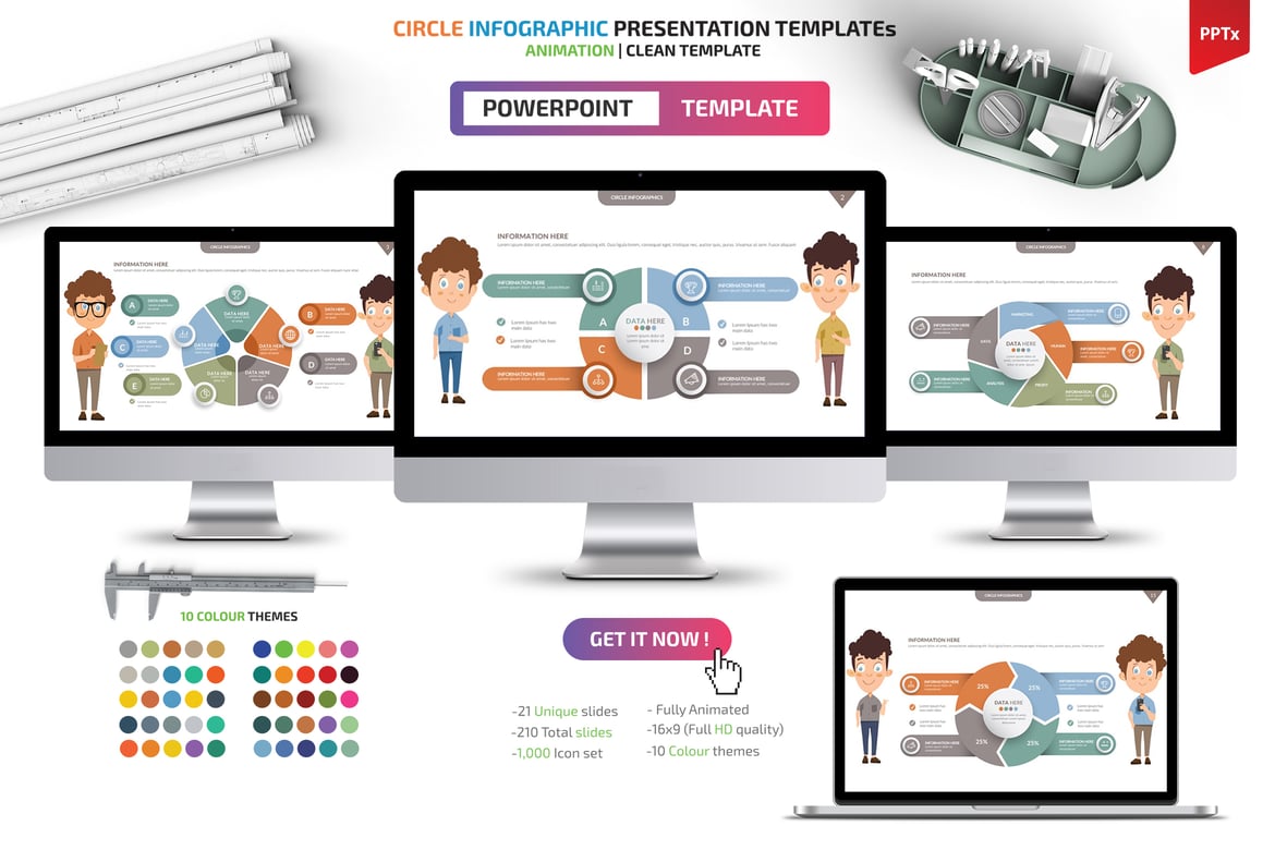 Template Powerpoint Infografis Lingkaran yang Menarik dan Profesional