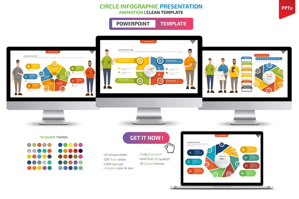 Template Powerpoint Infografis Lingkaran yang Menarik