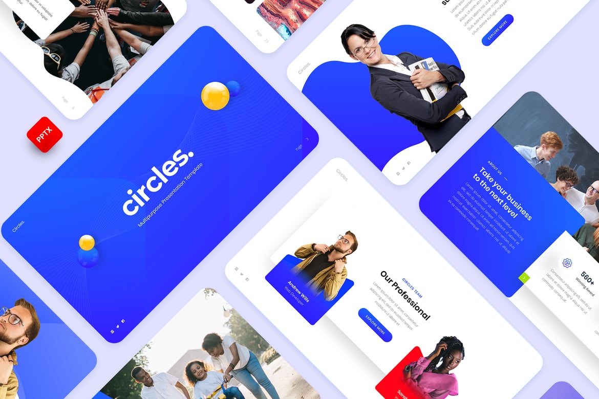 Template Presentasi PowerPoint Circles untuk Bisnis yang Menarik