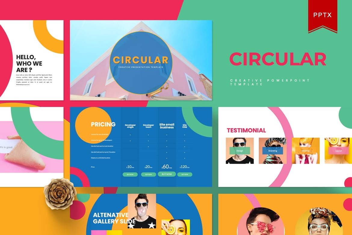 Template Presentasi Powerpoint Circular Kreatif yang Elegan