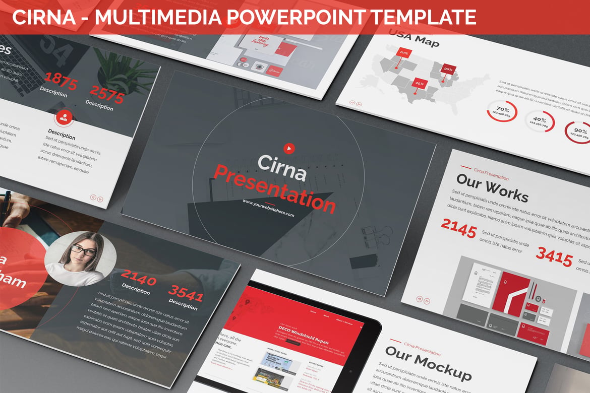 Cirna - Template Presentasi Powerpoint Multimedia Modern dan Minimalis