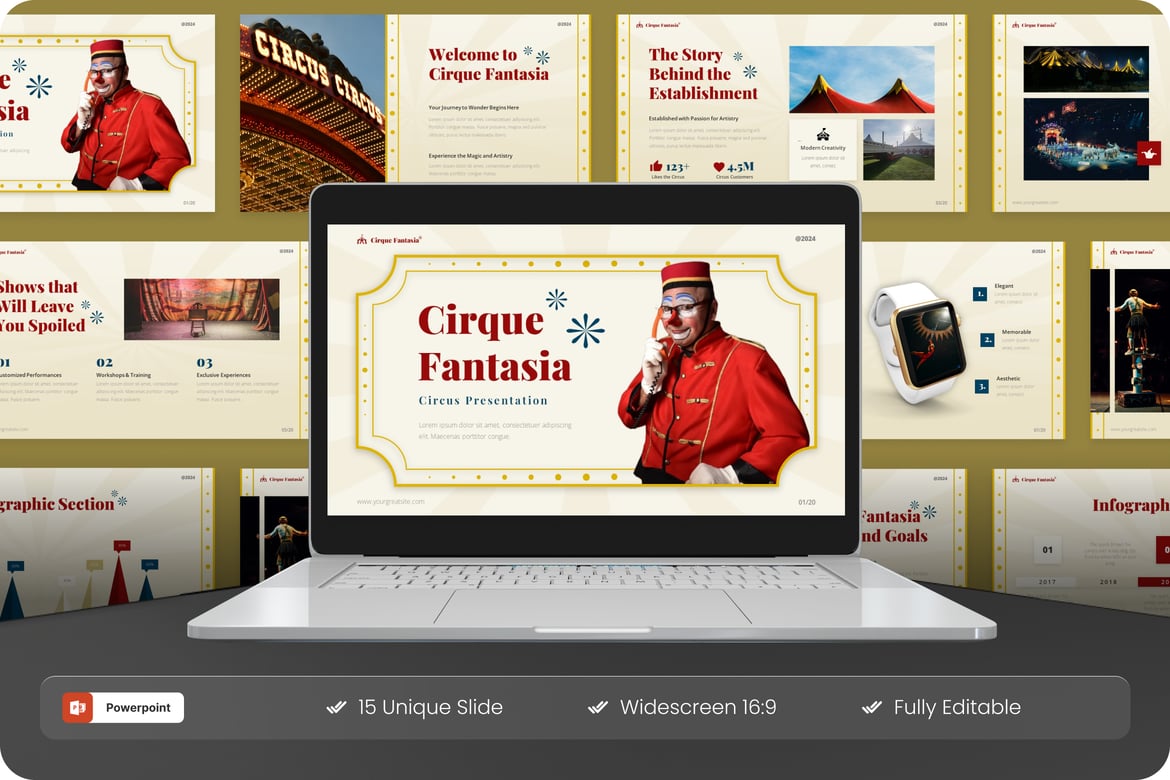 Template Presentasi Sirkus - Cirque Fantasia yang Memukau