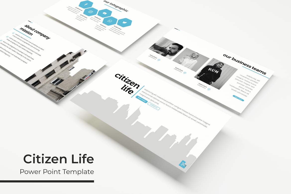Template Presentasi PowerPoint Citizen Life yang Menarik