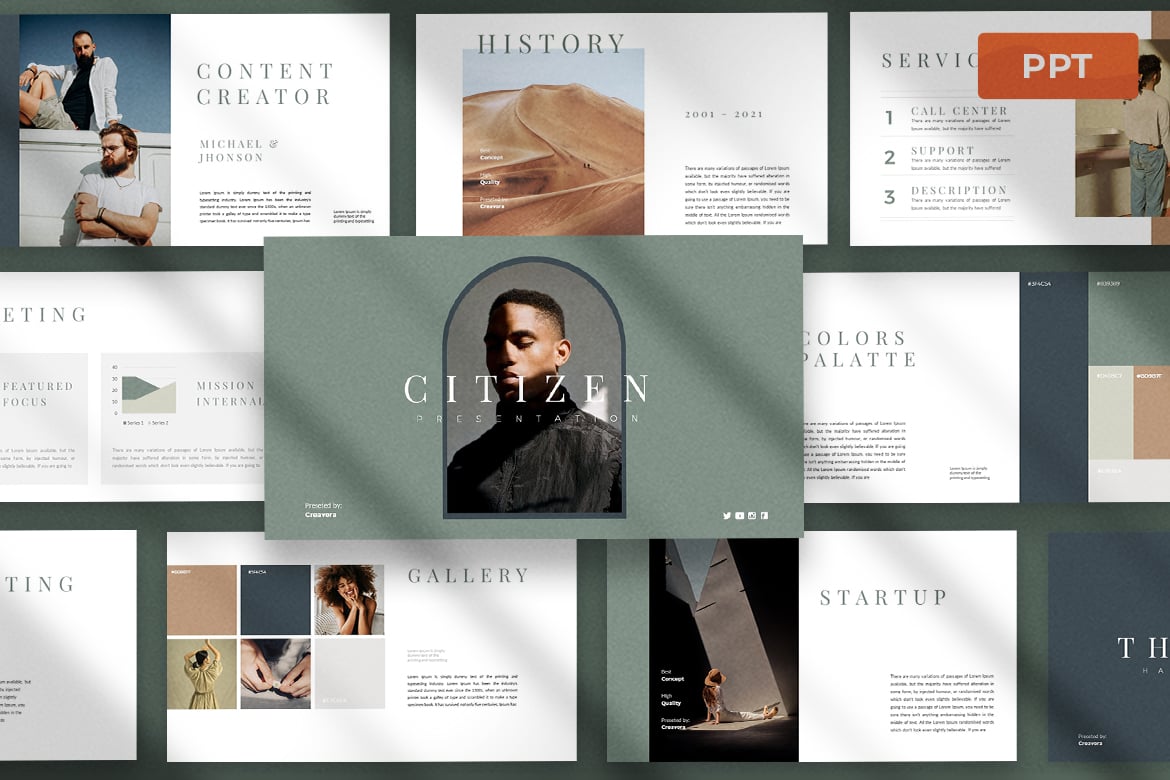 Template Presentasi PowerPoint Citizen yang Modern dan Elegan