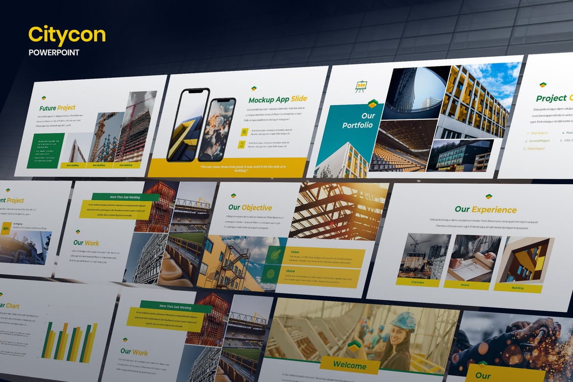 Template Powerpoint Citycon untuk Presentasi Profesional dan Konstruksi