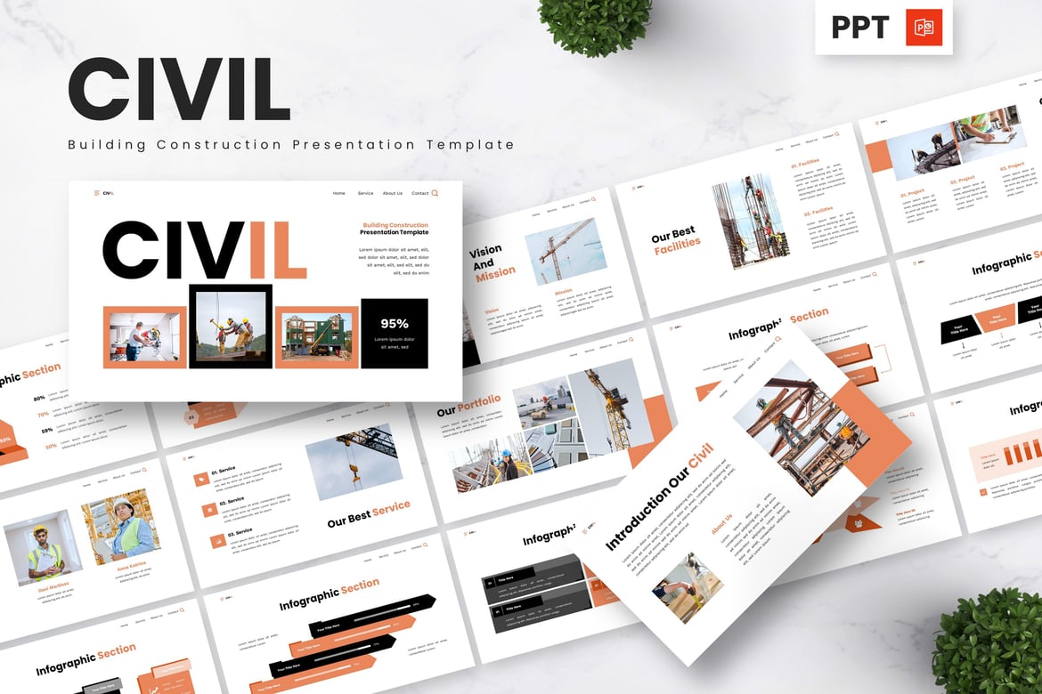 Template Powerpoint Konstruksi dan Sipil yang Menarik