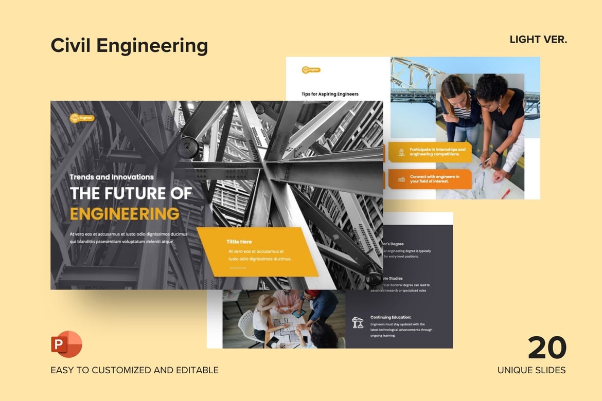 Template Presentasi Powerpoint Teknik Sipil yang Modern dan Menarik